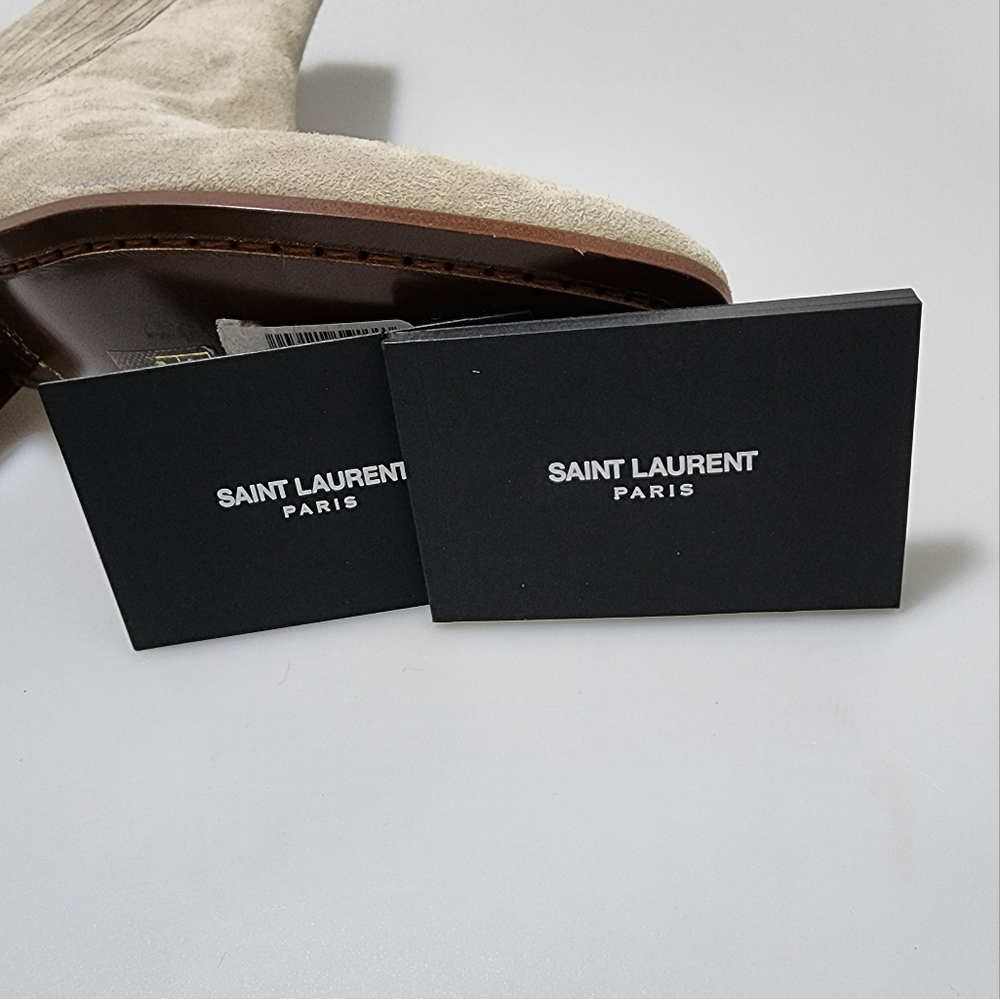 Saint Laurent West 45 Suede Boots Light Grey Women’s EU 37/US 7 $895 - Picture 9 of 9